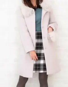 【プロポーションボディドレッシング】ファー付きノーカラーコート