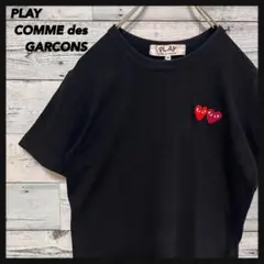a925【人気のL】プレイコムデギャルソン 刺繍ロゴ ハート Tシャツ 