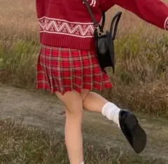 crammy dleepytown 赤チェックプリーツスカート