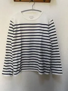 BACK NUMBER 白と紺のストライプ 長袖カットソー