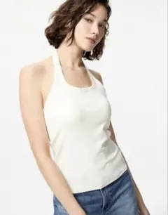 【UNIQLO】エアリズムコットンオープンバックホルターブラトップ