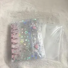 シール帳　バインダー　A7 リフィル10枚セット　スター柄　ホログラム　ピンク