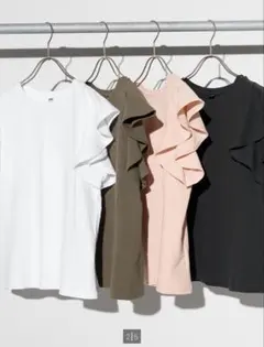 UNIQLO フリル袖 ホワイト Tシャツ L