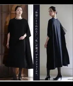 極美品✨エンフォルド 23SS 洗える ケープスリーブドレス 38 黒 日本製