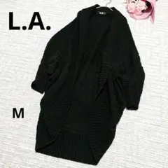 L.A. エル・エー. ドルマン スリーブ カーディガン ブラック ニット 冬