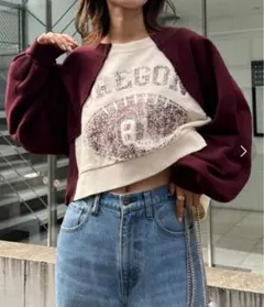 【etsinta/エシンタ】リメイククロップドラグランスウェット