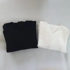 ユニクロ　3DコットンリラックスVネックセーター UNIQLO　XL