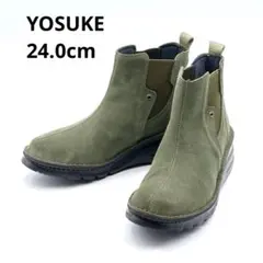 【美品】YOSUKE 日本製 本革 サイドゴアショートブーツ 24.0cm 4E