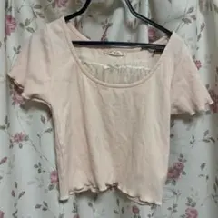 ピンク ショート丈 半袖 Tシャツ 量産型 リボン チュール レース ミニT