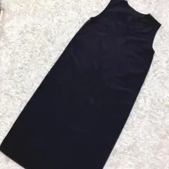 【ロングワンピース】ノースリーブ シンプル無地 ブラック 黒 レディース