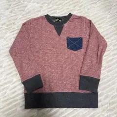 Reboot 赤 Vネック キッズトレーナー 110 デニムポケット付き