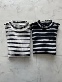 【UNIQLO】リブハイネックT/ボーダー