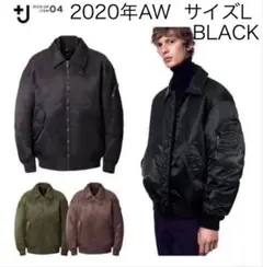 美品ユニクロ+J ハイブリッドダウンオーバーサイズMA-1ブルゾン Lブラック