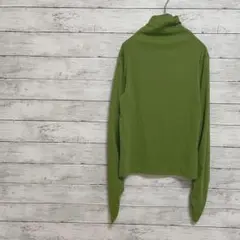 【VQ】カットソー　袖口ギャザー　ハイネック　グリーン　薄手♡