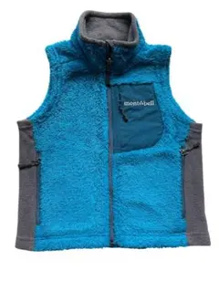 防寒　montbell キッズフリースベスト　90 青 ノースリーブ アウトドア