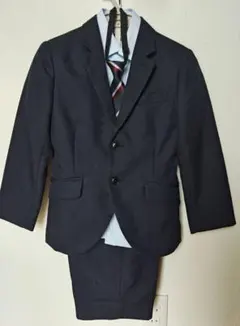 男の子 フォーマルスーツ 4点セット 紺 120 ジャケット シャツ　バースデイ