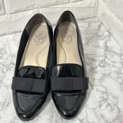 アンリーフ リボン パンプス 23.5cm 春夏 上品 軽量 美品 黒