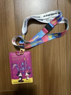 【非売品】JAL東京ディズニーランド ネックストラップ付きパスケース