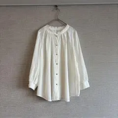 《美品》グリーンレーベルリラクシング☆ドライカッセンハイネックギャザー ブラウス