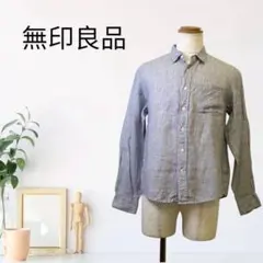 zG1231【M】無印良品 長袖 胸ポケット ストライプ柄 シャツ