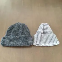 ニット帽2点セット グレー　大小　帽子