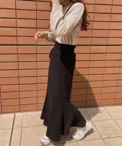 LAUIR ラウアー(M)スリットマーメイドロングスカート/ブラック