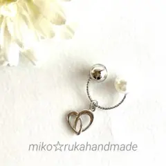 No.1241 ハンドメイド　ハートイヤーカフ　シルバー色　片耳用