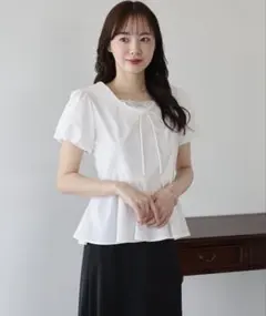 【BLUEEAST】フロントリボンペプラムブラウスのサムネイル
