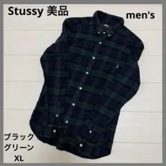 Stussy ネルシャツ グリーン・ブラックチェック メンズ XL 美品