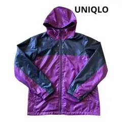 【UNIQLO】フード付き紫黒マウンテンパーカー　収納袋付き