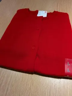 ユニクロUVカットクルーネックカーディガン/ウォッシャブル15RED　Lサイズ