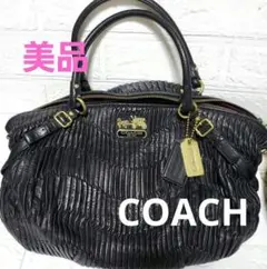 超美品⭐️COACH　ショルダーバッグ　マディソンギャザードレザー　黒　ハンド