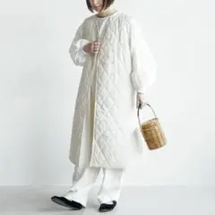 Gauze# コーティングリネンキルトノースリーブコート