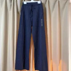 新品★ユニクロ　ウォッシャブルニットケーブルパンツネイビー リブ編み S