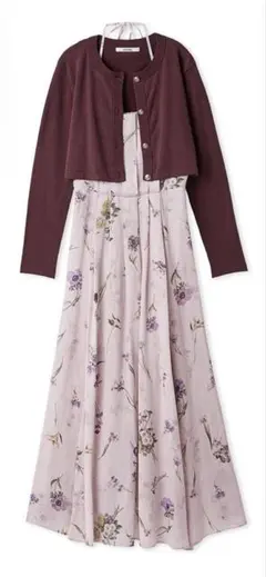 SNIDEL カーデセットフローラルプリントキャミワンピース　PNK 1サイズ