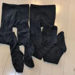 ブラックタイツ2点セット 120cm リボン柄ハート柄