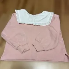フリル付き襟 トレーナー ピンク