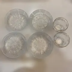 【新品】花柄ガラス皿 ・冷茶グラスセット 昭和レトロ　小皿