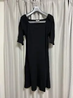 【3L／大きいサイズ】 リブ ワンピース タイトシルエット膝丈 ミドル 五分袖