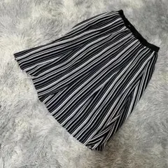 アーバンリサーチ ストライプスカート ネイビー 裏地あり ウエストゴム FREE