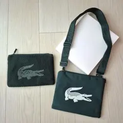 新品　Lacoste メッシュポケット ショルダーバッグ　ポーチセット　箱付き