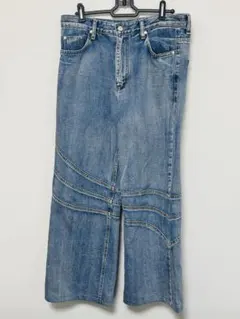 OY ブルーワイドレッグデニム ジーパン