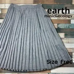 【新品タグ付き】earth プリーツミディスカート グレー F ウェストゴム