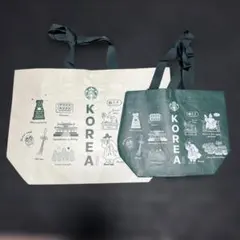 Starbucks韓国文化エコバッグセット 大小　新品