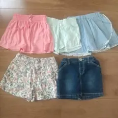 女の子110cm スカート、ショートパンツなど5点まとめ売り⭐️