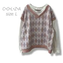 【コルザ】C•O•L•Z•A ドッキングカットソー アーガイル柄 重ね着 長袖