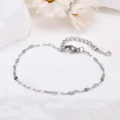 ブレスレット ペタルチェーン サージカルステンレス シルバー オシャレ 新品