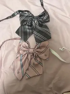 リボン・ネクタイ セット グレー、ピンク