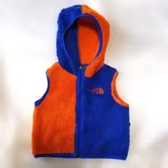 【THE NORTH FACE】80cm　フリースベスト オレンジ／ネイビー