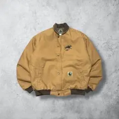 デトロイトジャケットダックジャケット中綿Y2KキャメルL短丈ヴィンテージ古着刺繍